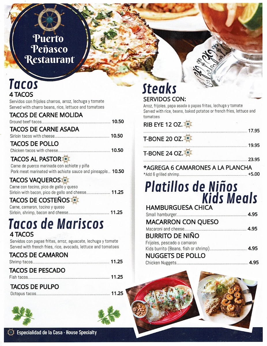 Puerto Peñasco Restaurant Menu - Image 3